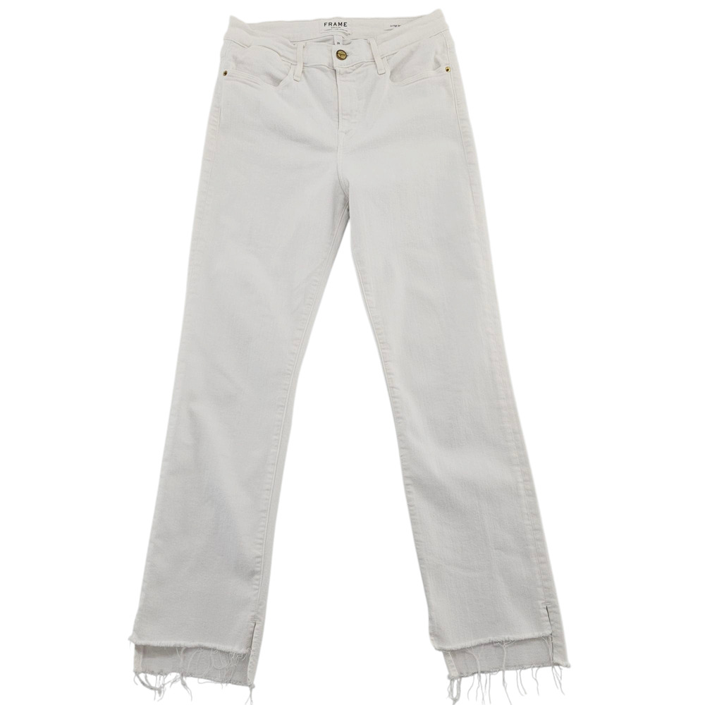 Frame Denim White Cropped Ankle Jeans